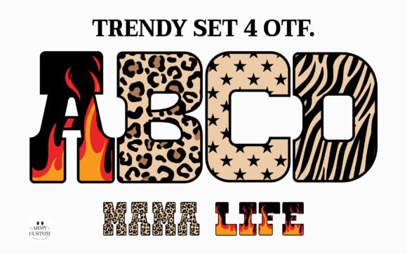 Elevate Your Brand with the Trendy Set 4 Mama Life Font