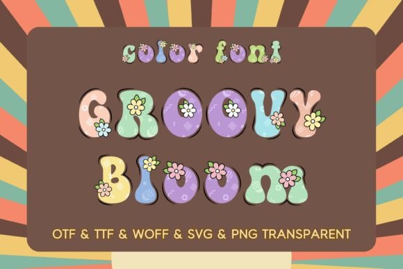 Groovy Bloom: A Retro Floral Color Font for Modern Design