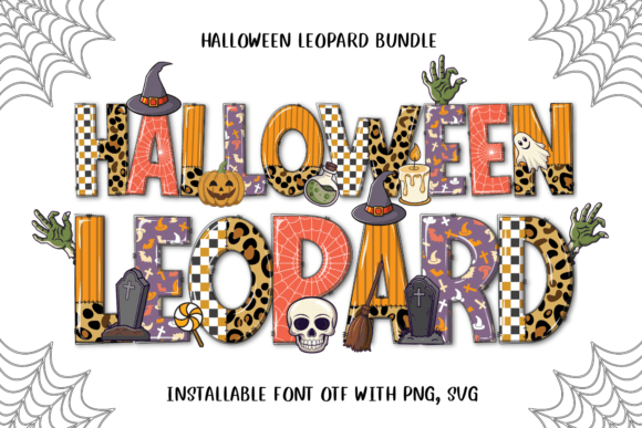 Halloween Leopard Color Font: A Playful Doodle Alphabet for Modern Design