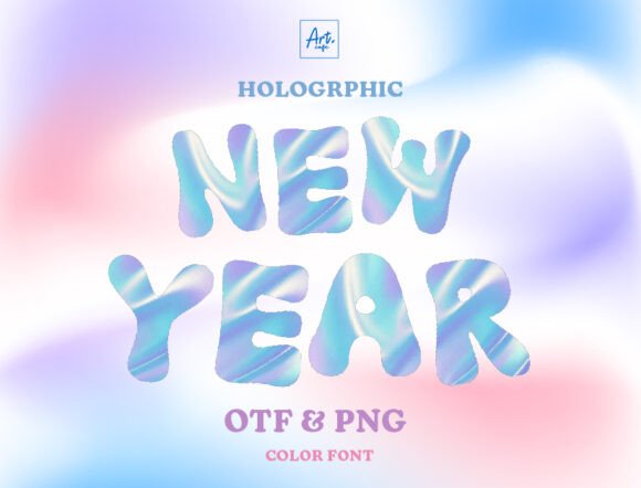 Holographic New Year: A Vibrant Font for Festive Design